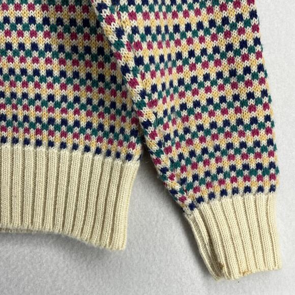 LL BEAN Sweater Womens M 100% Pure Wool Pullover Jumper Checker Knit HK Vintage - Picture 11 of 15